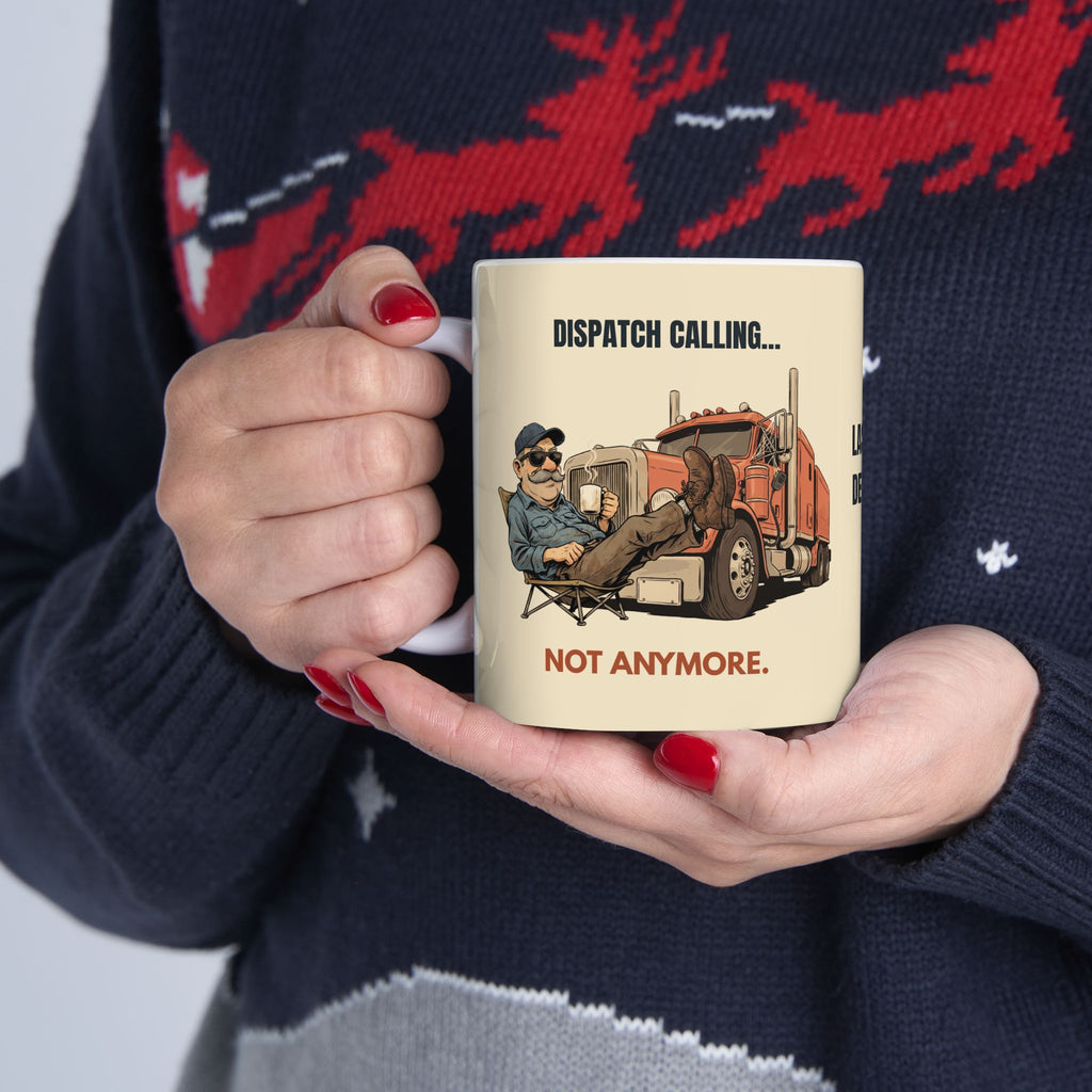 A Personalized Retired Trucker Coffee Gift Mug – “Last Load Delivered” Ceramic Travel Mug (11oz/15oz)