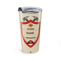Personalized Retired Firefighter 20oz Gift Tumbler — Retro Fire Truck & Helmet Insulated Travel Mug